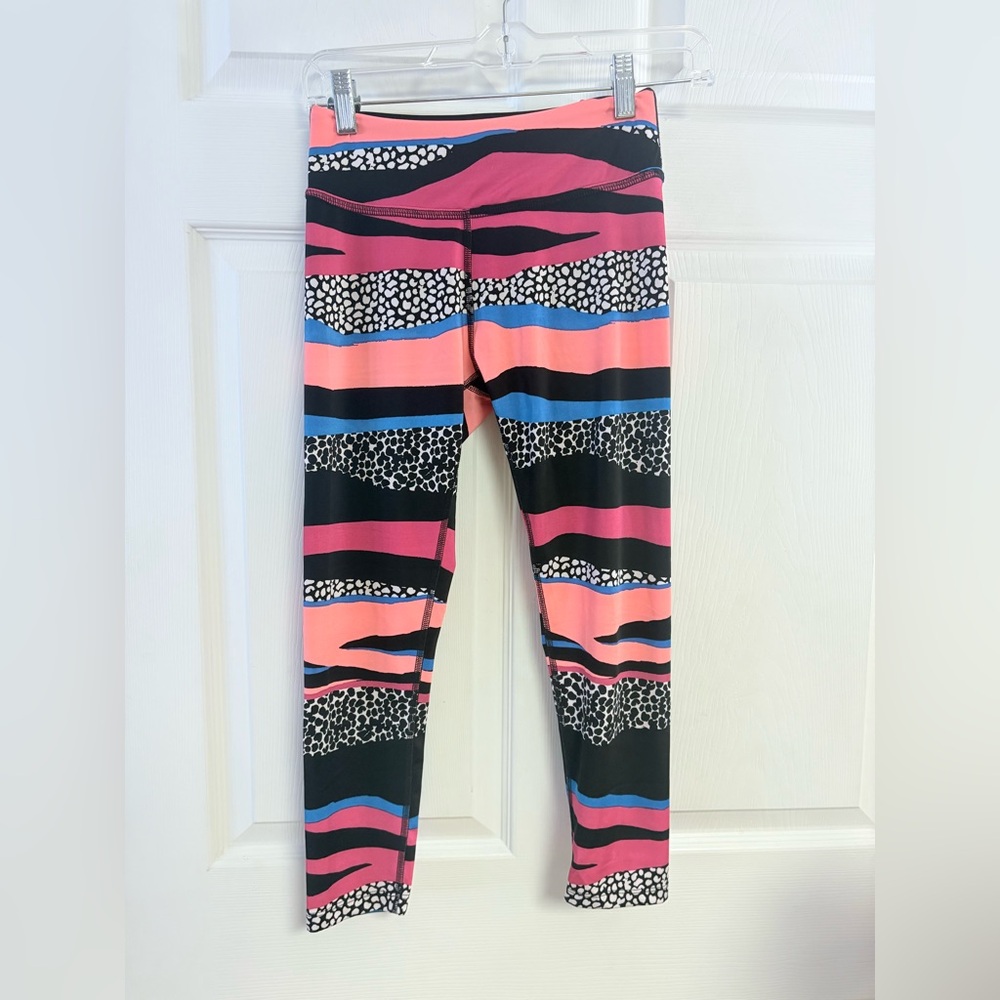 Beyond Yoga Striped Animal Print Leggings - Pink, Blue, Black small VGUC